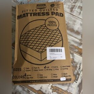 Full Sized Mattress Pad - New In Box! - Utopia Bedding Fitted and Quilted